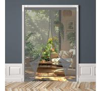 Mosquitera para Puerta 75 x 200 cm Cierre Automático de Arriba a Abajo, Mantiene El Aire Fresco Dentro y Los Bichos Fuera Puerta de Malla Magnética para Sala de Estar, Patio, Gris