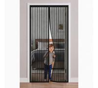 Mosquitera para Puertas 171 x 294 cm Cierre Magnético de Arriba a Abajo Cortina Magnetica Mosquitera Montaje Fácil de Pegar Mantiene El Aire Fresco en El Interior, Negro