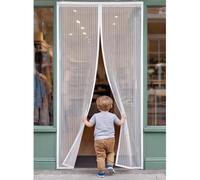 Mosquitera para Puertas 200 x 241 cm Cierre Magnético de Arriba a Abajo Cortina Mosquitera Magnética No Requiere Herramientas Mantiene El Aire Fresco en El Interior, Blanco