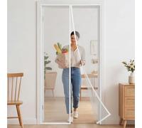 Mosquitera para Puertas 241 x 200 cm Cierre Magnético de Arriba a Abajo Cortina Mosquitera Magnética No Requiere Herramientas Proteger a su Familia Tallas a Medida, Blanco