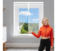 Mosquitera para Ventana 100 x 145 cm Protección Contra Mosquitos y Moscas Window Mosquito Net Fácil Instalación Adhesiva para Balcón Corredera Terraza, Blanco