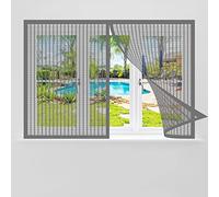 Mosquitera para Ventana 100 x 90 cm marco magnético para mosquitera Cierre Automático Iman Fuertes para Ventanas Balcón Patio, Gris
