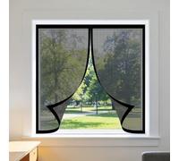 Mosquitera para Ventana 110 x 150 cm Imanes Se Cierran Automáticamente Mosquitera Ventana Fácil Instalación Adhesiva para Exterior Jardín Balcón Salón Casa Tienda, Negro