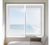 Mosquitera para Ventana 110 x 150 cm Imanes Se Cierran Automáticamente Mosquitera Ventanas Adhesiva Lavables Adecuada para Decoración Del Hogar, Blanco