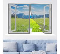 Mosquitera para Ventana, 115 x 95 cm Mosquiteras con Imán para Ventana Abatible, Protección Contra Mosquitos y Moscas para Prevenir Mosquitos y Insectos Anti-Mosquito, Gris
