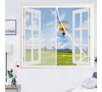 Mosquitera Para Ventana 120 x 130 cm, Cortina Antimosquitos, Cierre Automático Para Todos Los Tamaños De Ventanas O Puertas, blanco