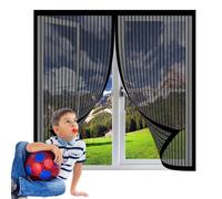Mosquitera para Ventana 123 x 108 cm sin Taladrar Antimosquitos para Puerta Ventana Se Cierra Automáticamente para Ventanas Balcón Patio, Negro
