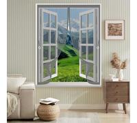 Mosquitera para Ventana 130 x 175 cm Cierre Automático de Arriba a Abajo, Mantiene El Aire Fresco Dentro y Los Bichos Fuera Mosquitera para Ventana para Todas Las, Gris