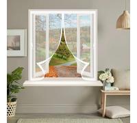 Mosquitera para Ventana 135 x 140 cm Cierre Automático, Automáticamente y Mantiene El Aire Fresco, La Cortina Magnética Es Ideal Cortina de Malla para Todas Las Ventana, Blanco