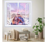 Mosquitera para Ventana 135 x 145 cm Cierre Automático, Automáticamente y Mantiene El Aire Fresco, La Cortina Magnética Es Ideal Cortina de Malla para Todas Las Ventana, Blanco