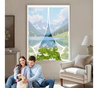 Mosquitera para Ventana 140 x 155 cm Varios Tallas, Cierre Automático, No Requiere Herramientas, Mantiene El Aire Fresco Mosquitera Cortina Ventana para Todas Las, Blanco