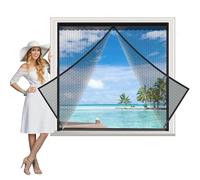 Mosquitera para ventana 145 x 145 cm, cortina mosquitera magnética, malla superfina autocebante para puertas francesas de primera calidad, negro-A