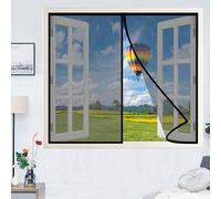 Mosquitera para Ventana 145 x 145 cm, Mosquitera Magnética para Ventana, Duradero Transpirable para Puertas Puertas Francesas Premium, Negro