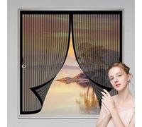 Mosquitera para Ventana 145 x 150 cm Cierre Automático de Arriba a Abajo, Mantiene El Aire Fresco Dentro y Los Bichos Fuera Cortinas Mosquiteras para Todas Las Ventana, Negro