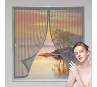 Mosquitera para Ventana 145 x 150 cm Cierre Automático de Arriba a Abajo, Mantiene El Aire Fresco Dentro y Los Bichos Fuera Cortinas Mosquiteras para Todas Las Ventana, Gris