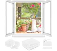 Mosquitera para Ventana 2 Set - 130 x 150 CM - BLANCA, No es Necesario Taladrar, CON Cúter, Adhesivo, Se Puede Cortable DIY