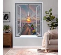 Mosquitera para Ventana 50 x 60 cm Varios Tallas, Cierre Automático, No Requiere Herramientas, Mantiene El Aire Fresco Fly Curtains for Door para Todas Las Ventana, Gris