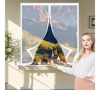 Mosquitera para Ventana 60 x 65 cm Cierre Automático de Arriba a Abajo, Mantiene El Aire Fresco Dentro y Los Bichos Fuera Cortina Magnética para Todas Las Ventana, Blanco