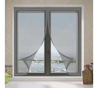 Mosquitera para Ventana 60 x 65 cm Mantiene Insectos, Moscas y Mosquitos Fuera Mosquitera sin Taladrar Fácil de Limpiar para Exterior Jardín Balcón Salón Casa Tienda, Gris