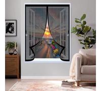 Mosquitera para Ventana 60 x 70 cm Varios Tallas, Cierre Automático, No Requiere Herramientas, Mantiene El Aire Fresco Fly Curtains for Door para Todas Las Ventana, Negro