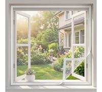 Mosquitera Para Ventana 60x120cm, 120x120cm Malla Contra Insectos Ajustable, Red De Insectos Con Cintas Autoadhesivas，Blanco，Negro(White,95x260cm)
