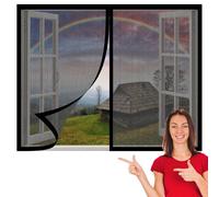 Mosquitera para Ventana 75 x 115 cm Mantiene Insectos, Moscas y Mosquitos Fuera Mosquitera Magnética Ventanas Lavables para Todas Las Ventanas, Negro