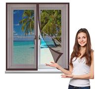 Mosquitera para Ventana 85 x 145 cm Mosquitera Ventana Magnética Contra Moscas Instalar Sin Taladrar para Todas Las Ventanas Interiores y Exteriores, Marrón