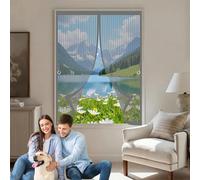 Mosquitera para Ventana 85 x 145 cm Varios Tallas, Cierre Automático, No Requiere Herramientas, Mantiene El Aire Fresco Mosquitera Cortina Ventana para Todas Las, Gris