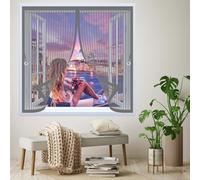 Mosquitera para Ventana 95 x 110 cm Cierre Automático, Automáticamente y Mantiene El Aire Fresco, La Cortina Magnética Es Ideal Cortina de Malla para Todas Las Ventana, Gris