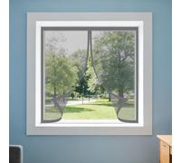 Mosquitera para Ventana Autoadhesiva 110 x 125 cm Protección Contra Mosquitos y Moscas Mosquitera Ventana Magnetica Fácil de Ensamblar Autoadhesivo para Todas Las Ventanas, Gris