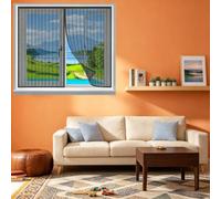 Mosquitera para Ventana Autoadhesiva 120 x 130 cm sin Taladrar Cierre Automático Mosquitera para Ventanas de Aluminio Que Entre Aire Fresco para Ventanas Balcón Patio, Negro