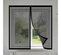 Mosquitera para Ventana Autoadhesiva 130 x 95 cm sin Taladrar Ni Atornillar Mosquiteras Magnética Anti Insectos Cierre Lavables para Todas Las Ventanas, Negro