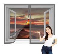 Mosquitera para Ventana Autoadhesiva 135 x 140 cm sin Taladrar Ni Atornillar Personalizar Mosquiteras Ventanas Fácil Instalación Adhesiva para Balcón Corredera Terraza, Gris