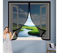 Mosquitera para Ventana Autoadhesiva 155 x 85 cm sin Taladrar Ni Atornillar Mosquitera Ventana Mosquiteras Fácil de Limpiar Adecuada para Decoración Del Hogar, Negro