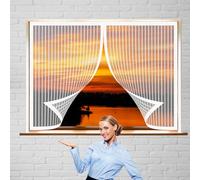 Mosquitera para Ventana con Imán 105 x 115 cm Mosquitera Puerta Magnetica Cierra Automáticamente sin Taladrar Instalacin Fcil Cortina para Ventana para Pasillos/Ventana, Blanco
