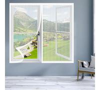 Mosquitera para Ventanas 100 x 145 cm Protección Contra Mosquitos y Moscas Mosquitera Magnética Ventana Fácil de Ensamblar Autoadhesivo para Balcón Corredera Terraza, Blanco