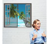 Mosquitera para ventanas 110 x 120 cm Mosquiteras con Imán para Ventana Abatible Fácil de Ensamblar Autoadhesivo para Ventanas Balcón Patio, Gris