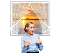 Mosquitera para Ventanas 118 x 138 cm, Cortinas Magneticas con Cierre Automático Cierre Automático Iman Fuertes para Prevenir Mosquitos y Insectos Anti-Mosquito, Blanco