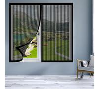 Mosquitera para Ventanas 125 x 140 cm Protección Contra Mosquitos y Moscas Mosquitera Magnética Ventana Fácil de Ensamblar Autoadhesivo para Balcón Corredera Terraza, Negro