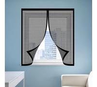 Mosquitera para Ventanas 130 x 145 cm sin Taladrar Ni Atornillar Mosquitera Ventana Malla Contra Insectos Fácil Instalación Adhesiva para Balcón Corredera Terraza, Negro