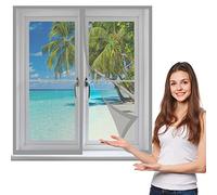 Mosquitera para ventanas 145 x 145 cm Mosquitera para Ventanas Magnetica Fácil de Ensamblar Autoadhesivo para Marco de Ventanas, Gris