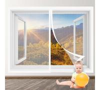 Mosquitera para Ventanas 147 x 130 cm sin Taladrar Adsorción Magnética Anti Mosquito Insecto Cortina Ventilación de Verano para Todas Puertas y Ventanas, Blanco