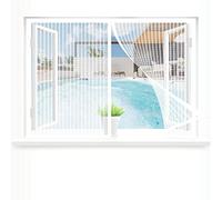 Mosquitera para ventanas, 170 x 115 cm Antimosquitos Para Puerta Ventana, Protección Contra Mosquitos y Moscas para Ventanas Balcón Patio, Blanco