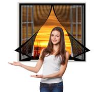 Mosquitera para Ventanas 187 x 100 cm, Adsorción Magnética Anti Mosquito Insecto Mosquitera Cierre Automático Iman Fuertes para Todas Las Ventanas Interiores y Exteriores, Negro