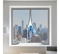 Mosquitera para Ventanas 60 x 65 cm sin Taladrar Ni Atornillar Mosquitera Ventana Magnetica Lavables para Todas Las Ventanas Interiores y Exteriores, Gris