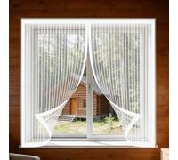 Mosquitera para Ventanas 75 x 145 cm Imanes Se Cierran Automáticamente Window Mosquito Net Fácil de Limpiar para Todas Las Ventanas Interiores y Exteriores, Blanco