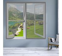Mosquitera para Ventanas 90 x 140 cm Protección Contra Mosquitos y Moscas Mosquitera Magnética Ventana Fácil de Ensamblar Autoadhesivo para Balcón Corredera Terraza, Gris