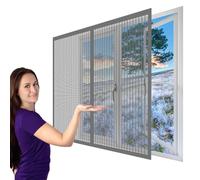 Mosquitera para Ventanas 95 x 155 cm sin Taladrar Ni Atornillar Mosquitera Ventana Mosquiteras Fácil Instalación, Sin Taladrar Ni Atornillar para Balcón Corredera Terraza, Gris