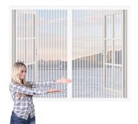 Mosquitera para Ventanas con Magic Click 128 x 117 cm sin Taladrar Pegajoso Cortina Pantalla Protección Contra Mosquitos para Todo Tipo de Ventanas, Blanco