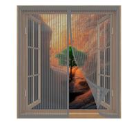 Mosquitera para Ventanas con Magic Click 80 x 135 cm Fácil Instalación sin Taladrar, Fácil de Limpiar Cortina Magnética de Malla Suave para Todas Las Ventanas, Gris